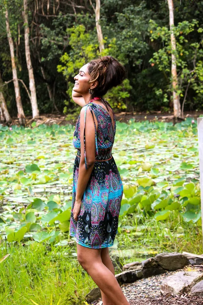 Gem Short Dress -  Paisley Turquoise