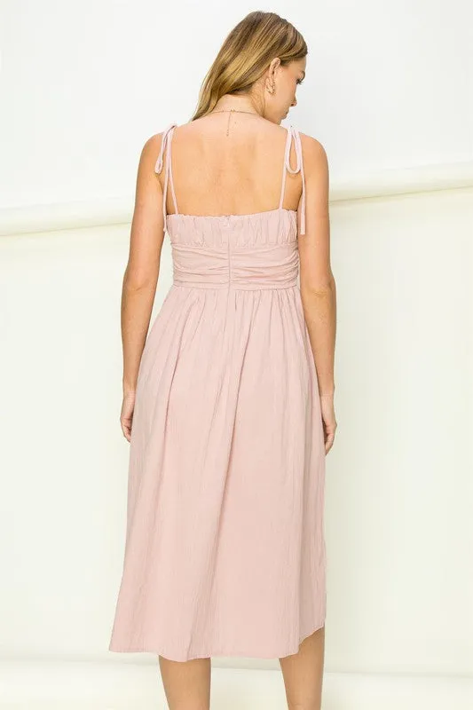GET A CLUE TIE-STRAP MIDI DRESS, Hyfve