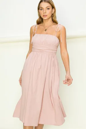 GET A CLUE TIE-STRAP MIDI DRESS, Hyfve