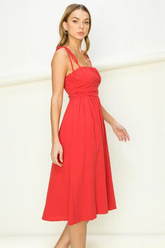 GET A CLUE TIE-STRAP MIDI DRESS, Hyfve