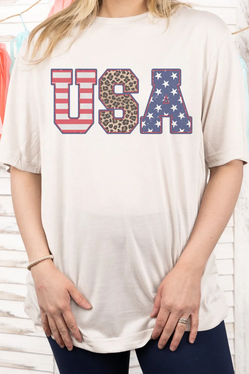 Glitter Leopard USA Adult Fusion ChromaSoft Performance T-Shirt