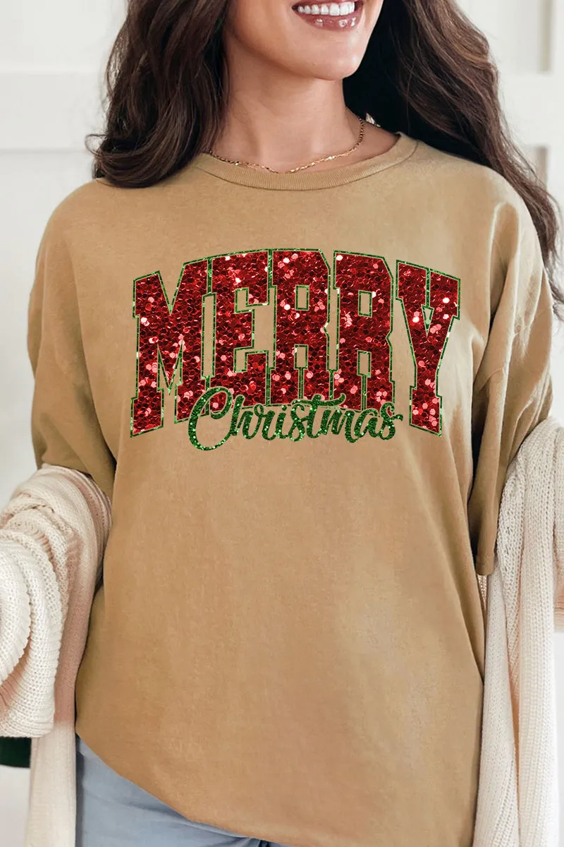 Glitz Merry Christmas Short Sleeve Relaxed Fit T-Shirt