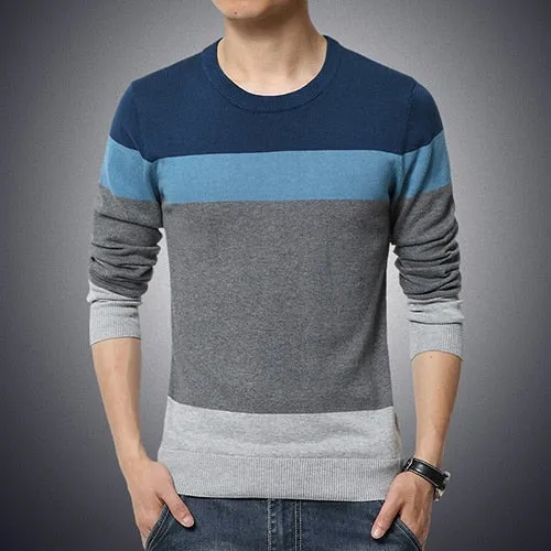 GoBliss Casual O-Neck Striped Slim Fit Mens Sweaters