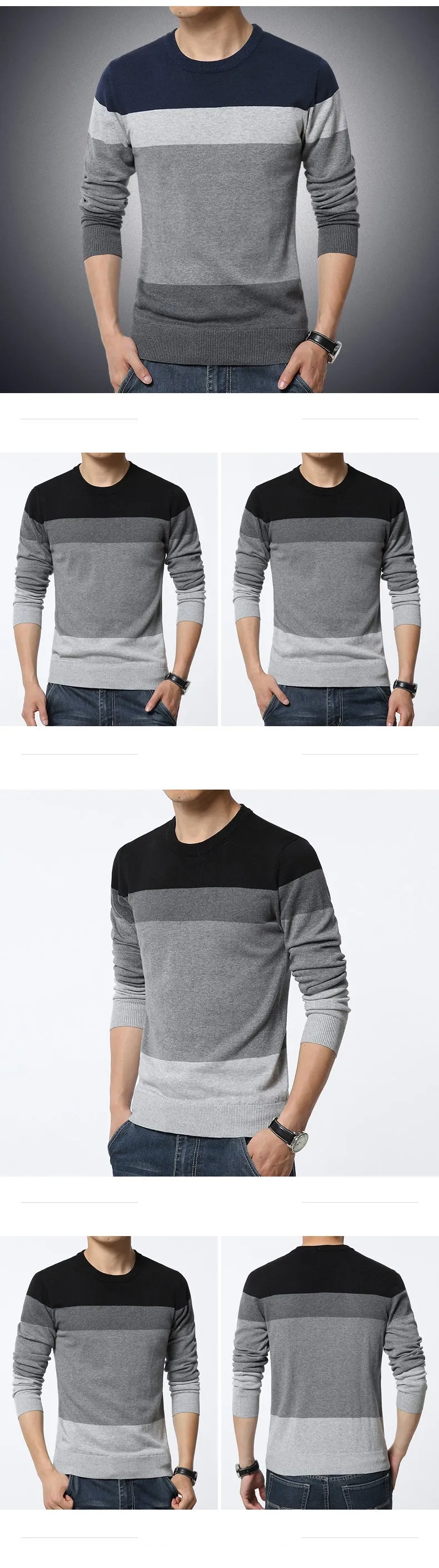 GoBliss Casual O-Neck Striped Slim Fit Mens Sweaters