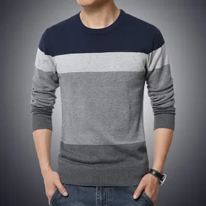 GoBliss Casual O-Neck Striped Slim Fit Mens Sweaters