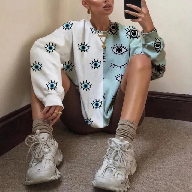 Goosudu Pink Black Letter Print Oversized Crewneck Sweatshirt Women Loose O Neck Long Sleeve Pullover Thin Fashion Tops Spring Fall