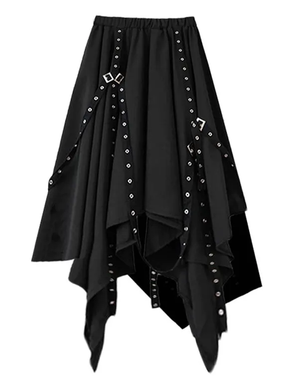 Gothic SK Dress Black Skirt Polyester Daily Casual Long Skirt