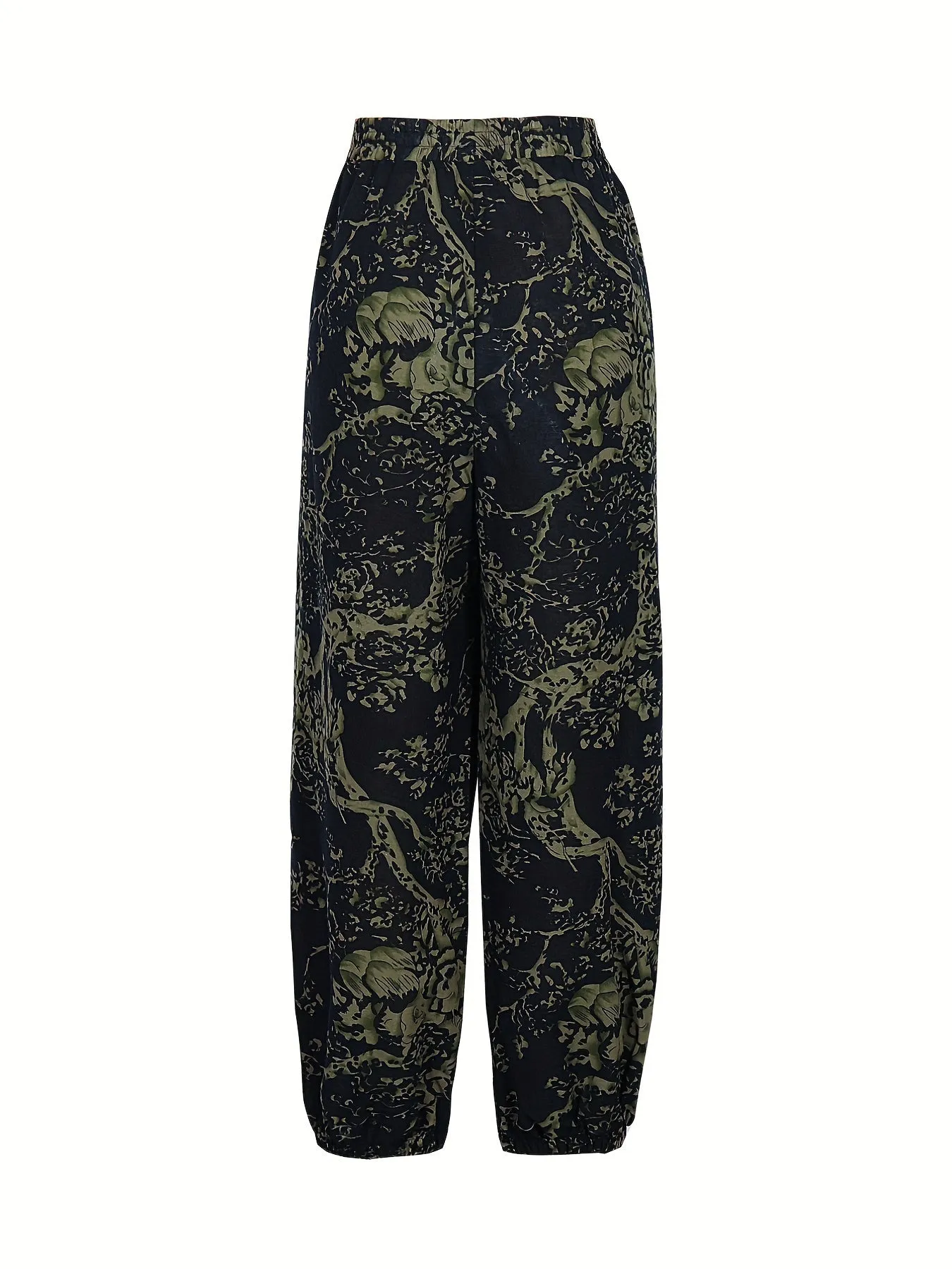 Graublaue Blumenhose Leichtigkeit - Marina