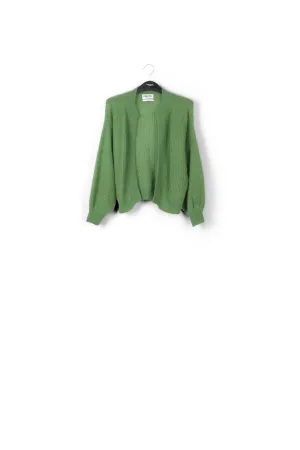 Green mohair and wool blend cardigan