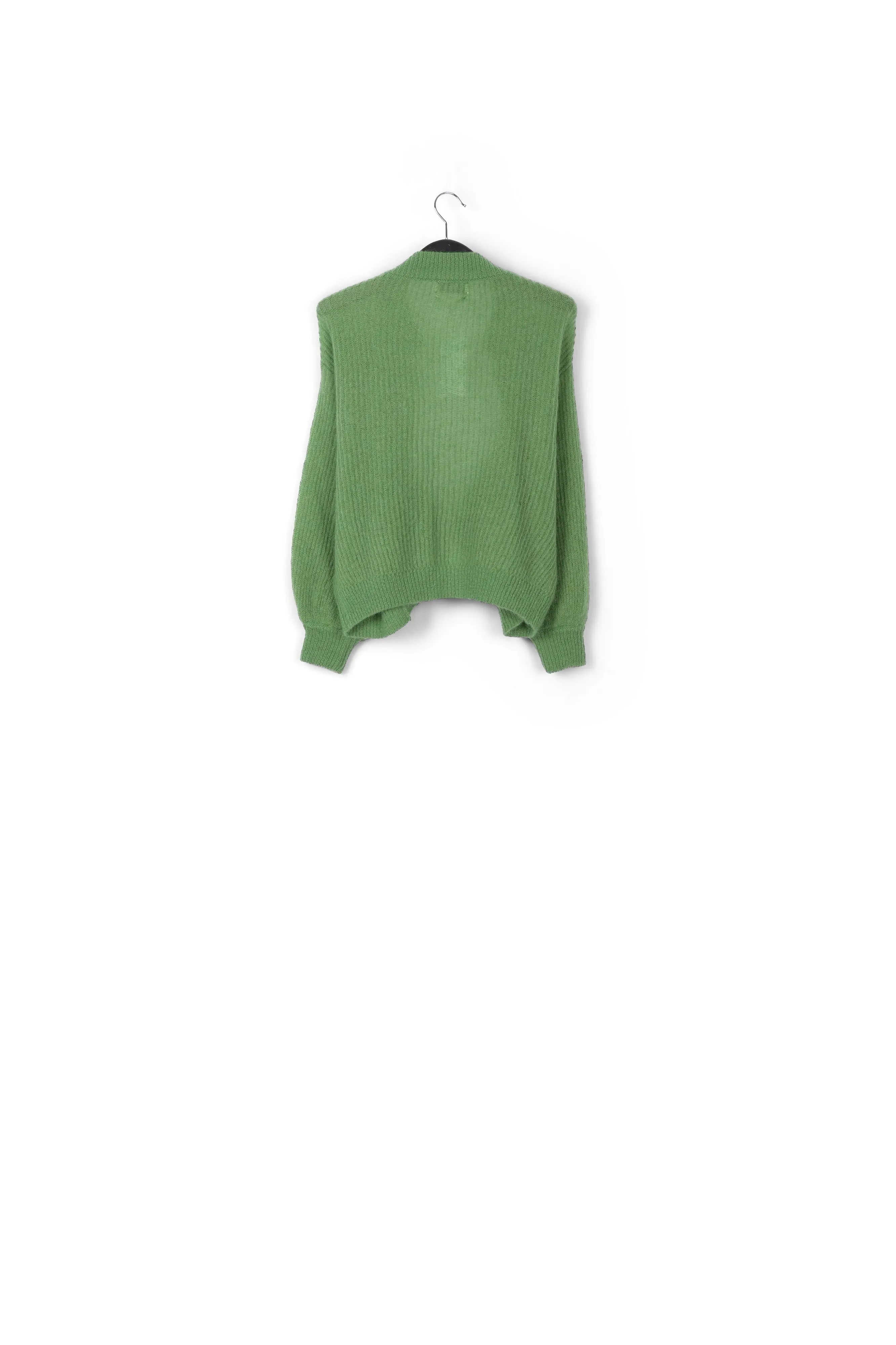 Green mohair and wool blend cardigan