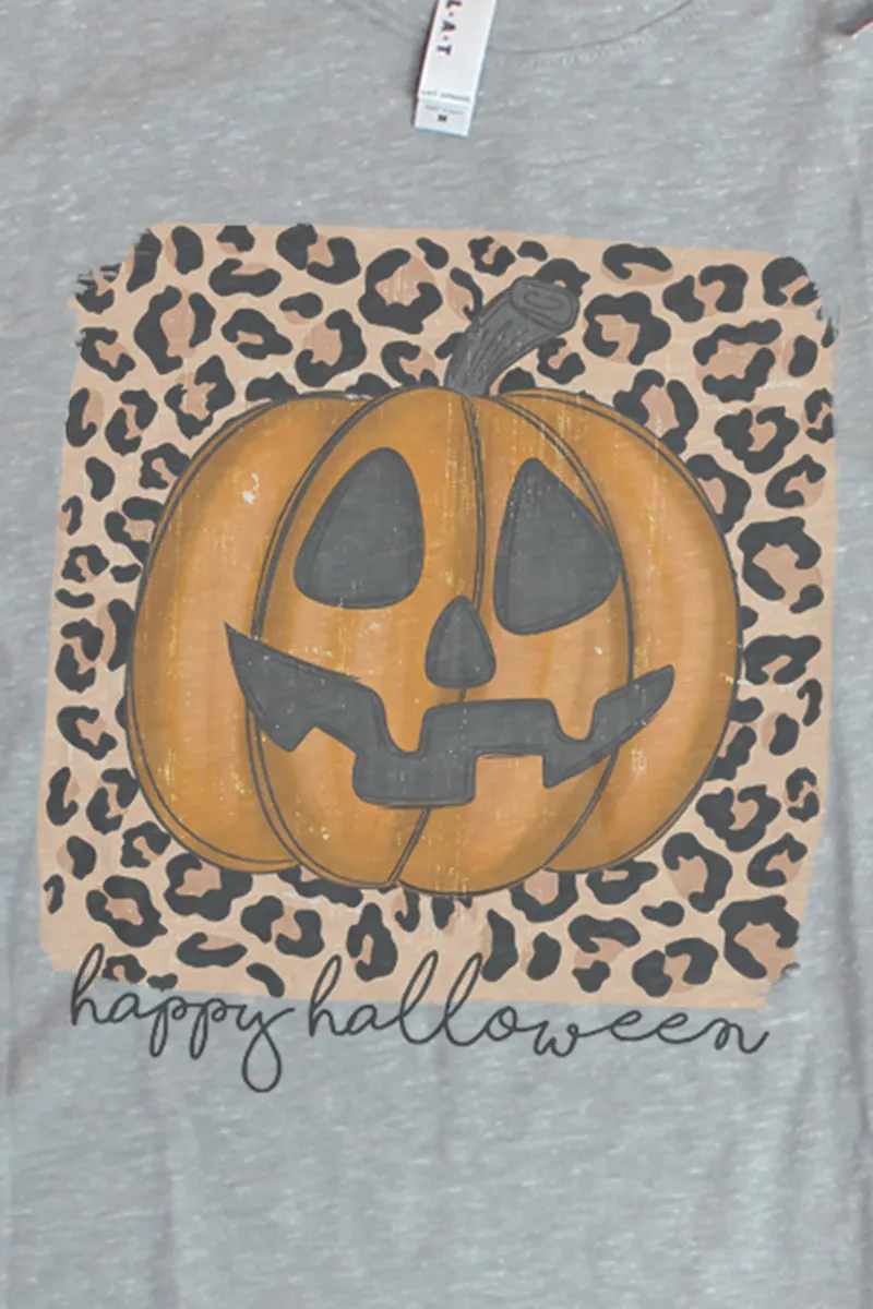 Happy Halloween Jack-O-Leopard Melange Jersey Tee