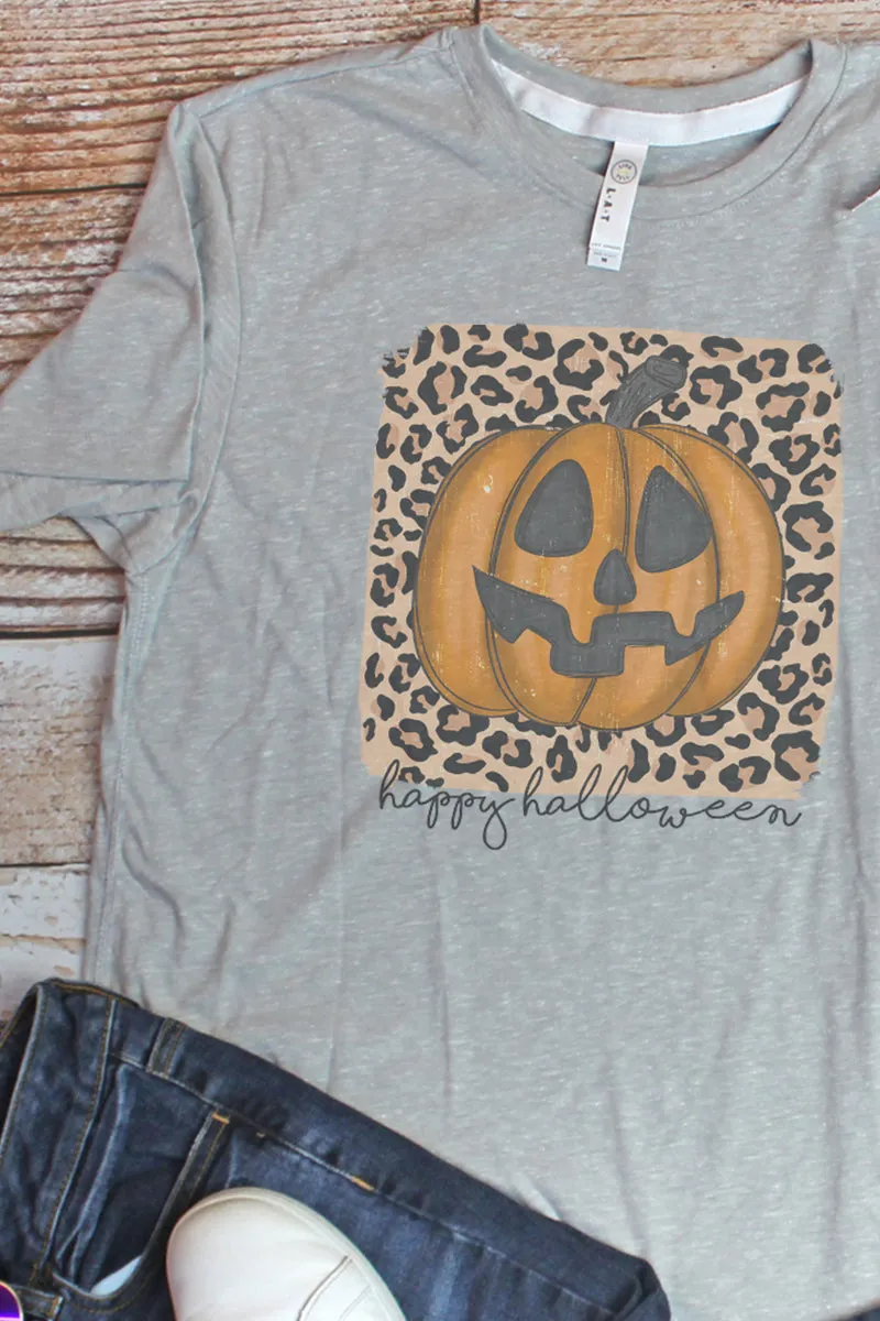 Happy Halloween Jack-O-Leopard Melange Jersey Tee
