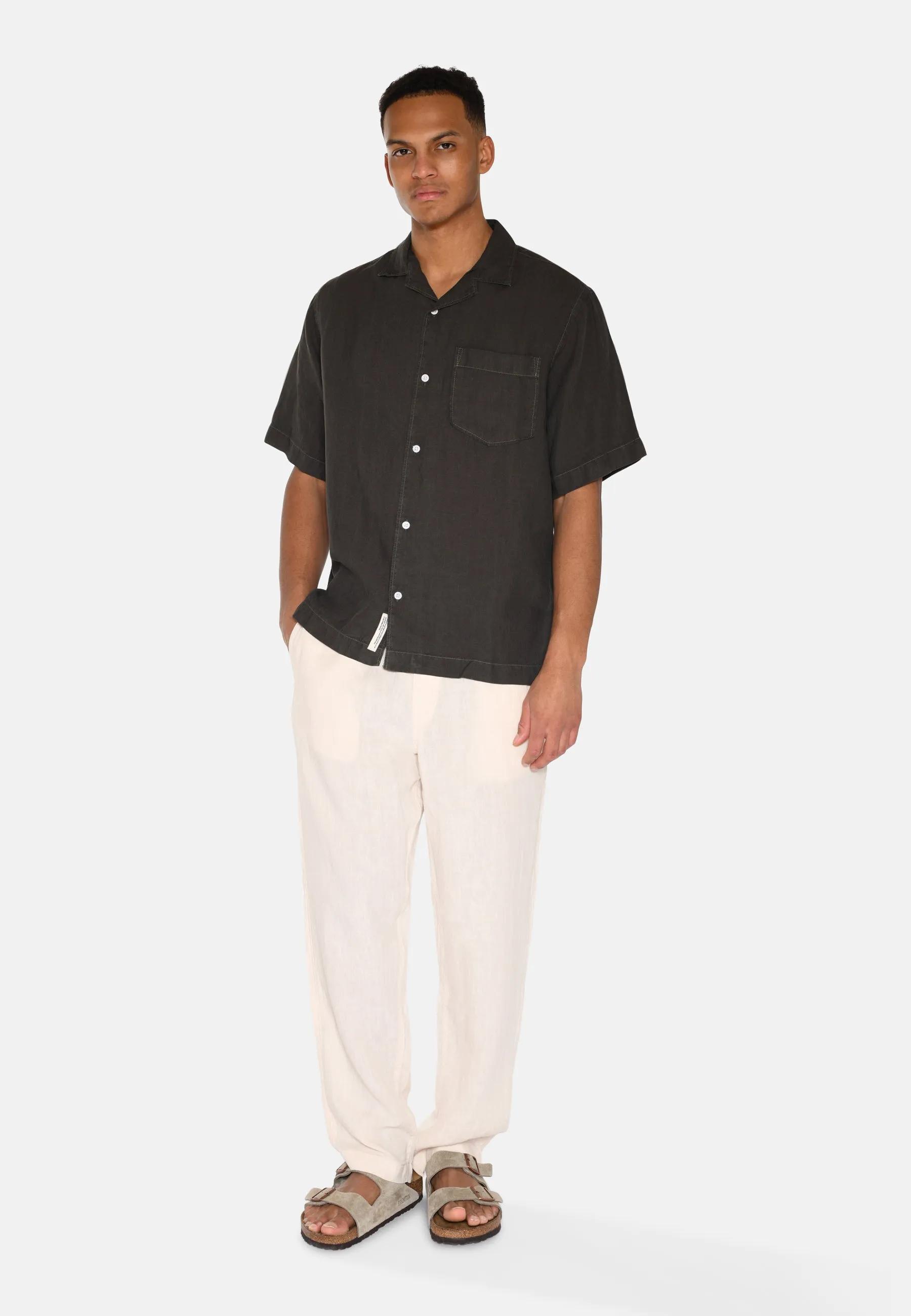 Hayden short sleeved linen shirt 4115 - Black Ink