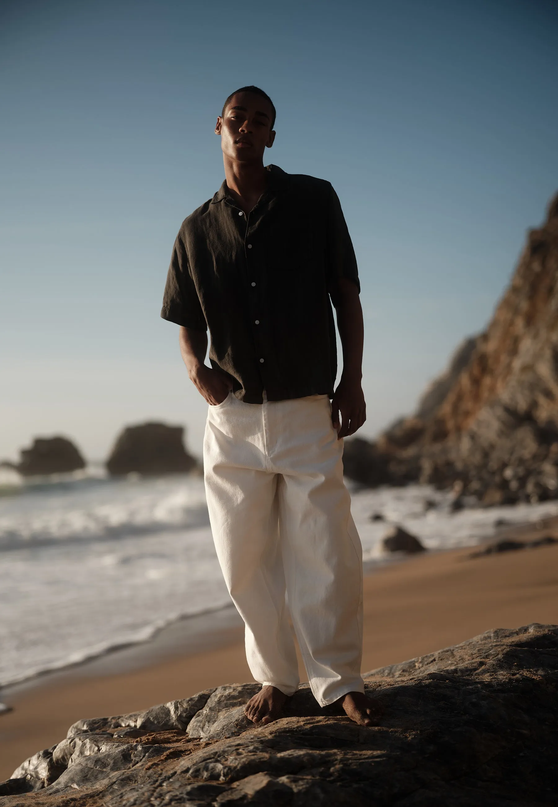 Hayden short sleeved linen shirt 4115 - Black Ink