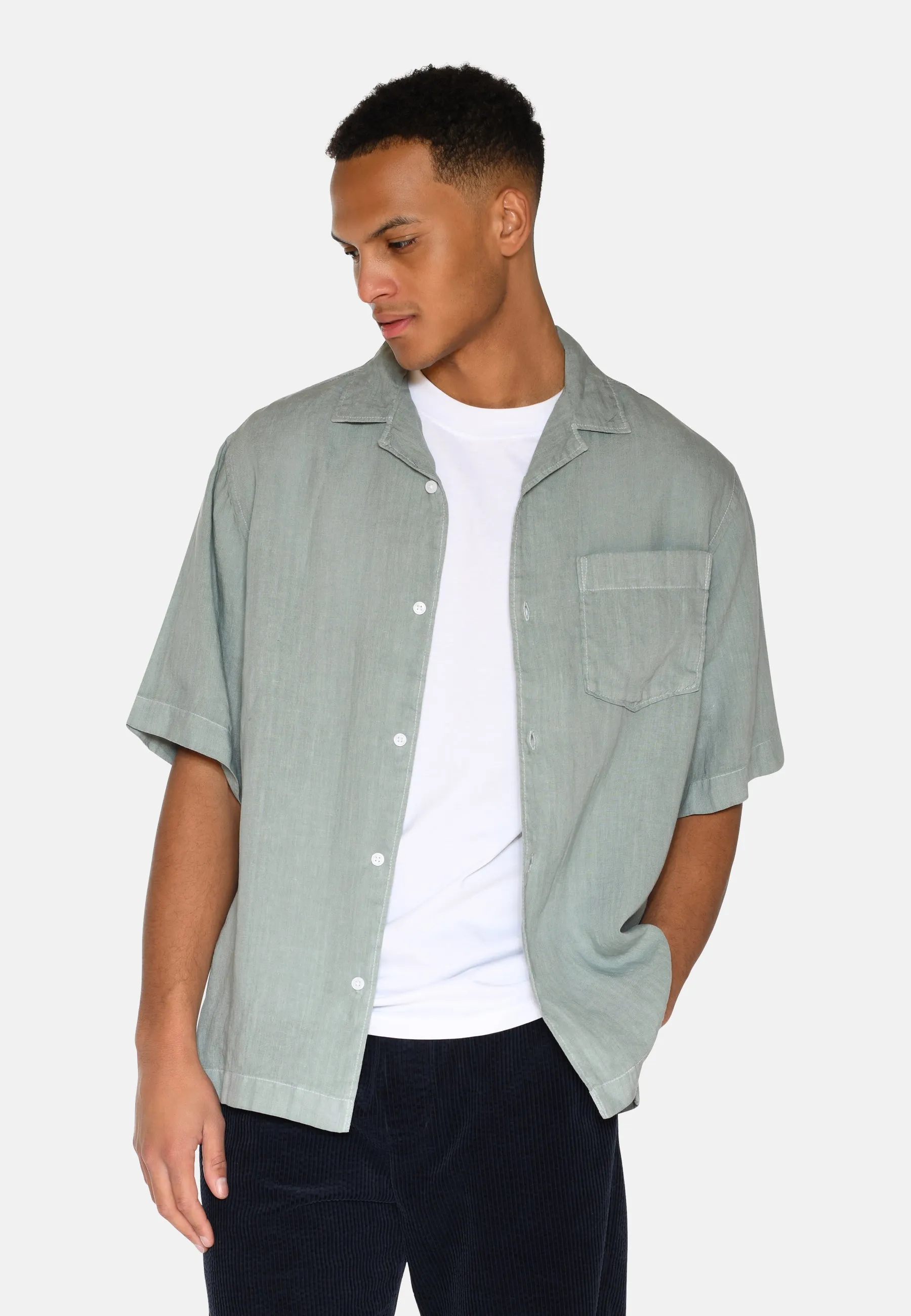Hayden short sleeved linen shirt 4115 - Gray Mist