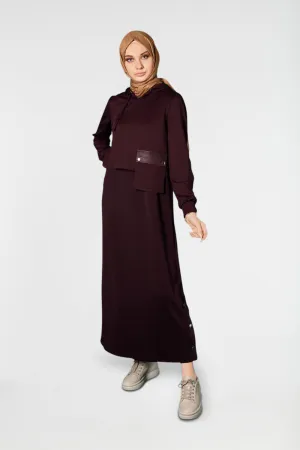 Hooded 2-Piece Turkish Jilbab with Pocket | Claret Red