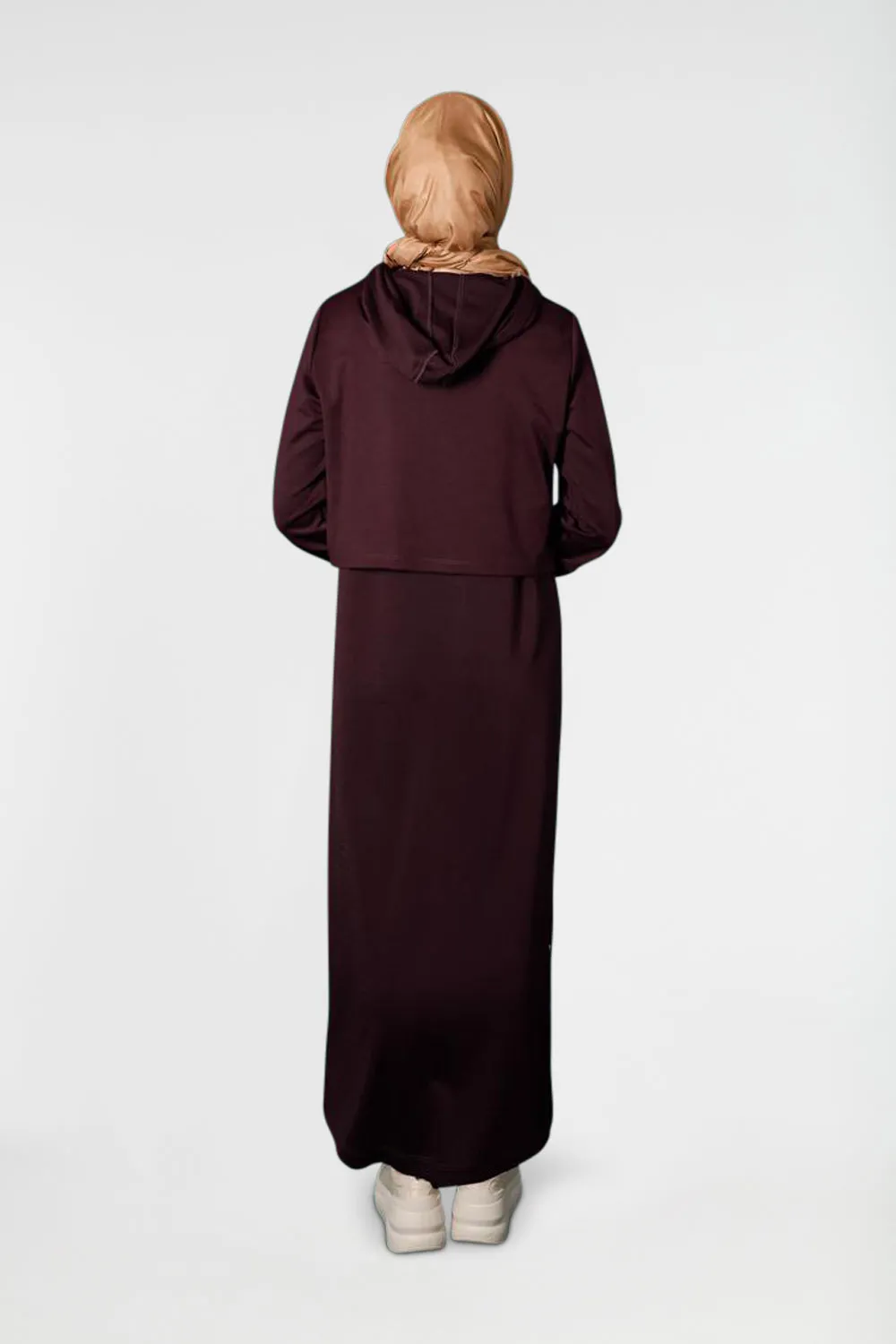 Hooded 2-Piece Turkish Jilbab with Pocket | Claret Red
