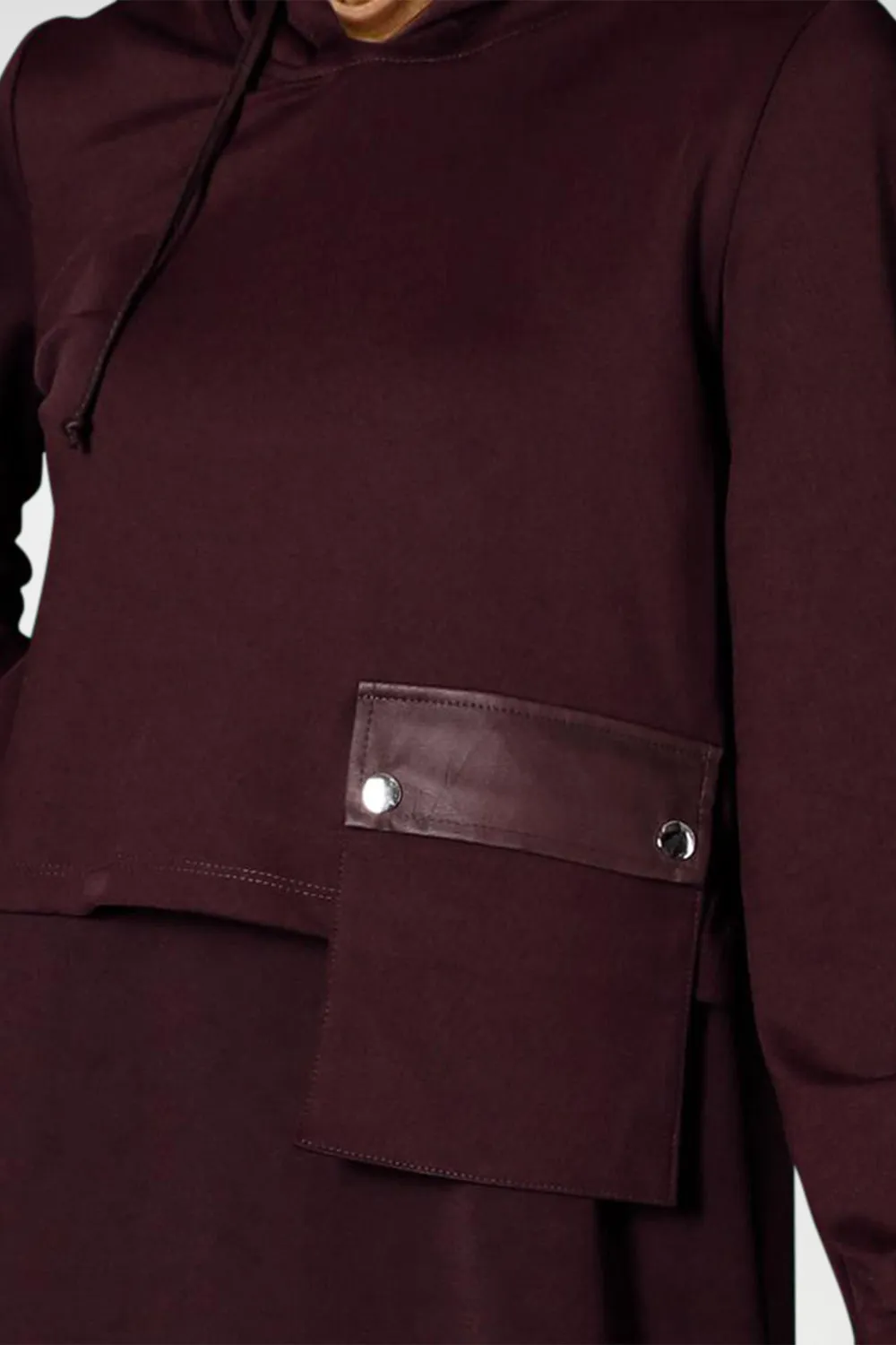 Hooded 2-Piece Turkish Jilbab with Pocket | Claret Red