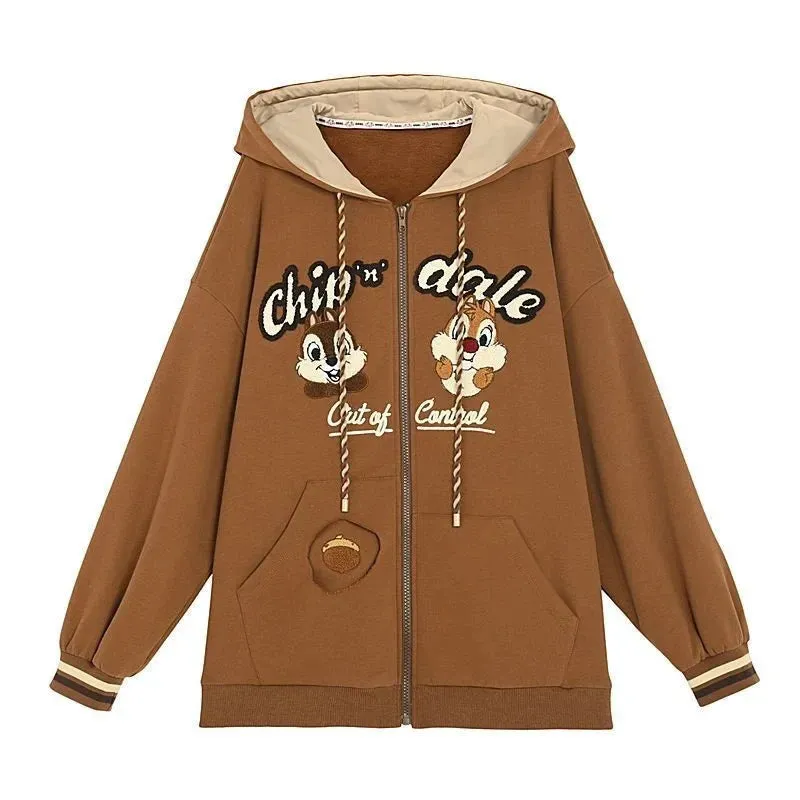 Hoodies Y2k Preppy Style Pullovers Student Plush Tops Cartoon Sweet Loose Sweatshirt