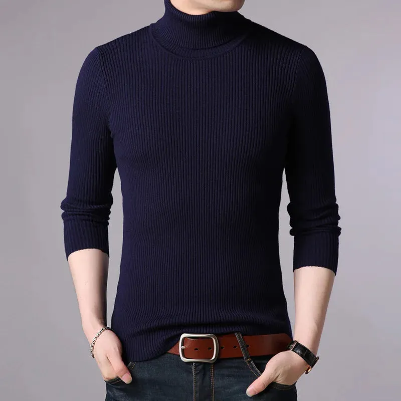 Hot 2023 New Autumn Winter Brand  Men black Turtleneck Slim Fit Winter Pullover Men Solid Breathable Color Knitted Sweater Men