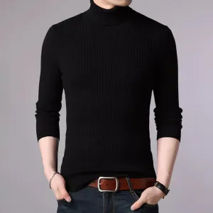 Hot 2023 New Autumn Winter Brand  Men black Turtleneck Slim Fit Winter Pullover Men Solid Breathable Color Knitted Sweater Men