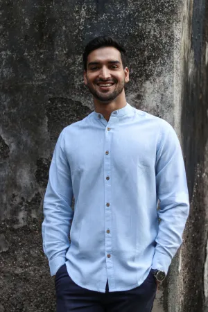 Ice Blue · Mandarin Collar Shirt