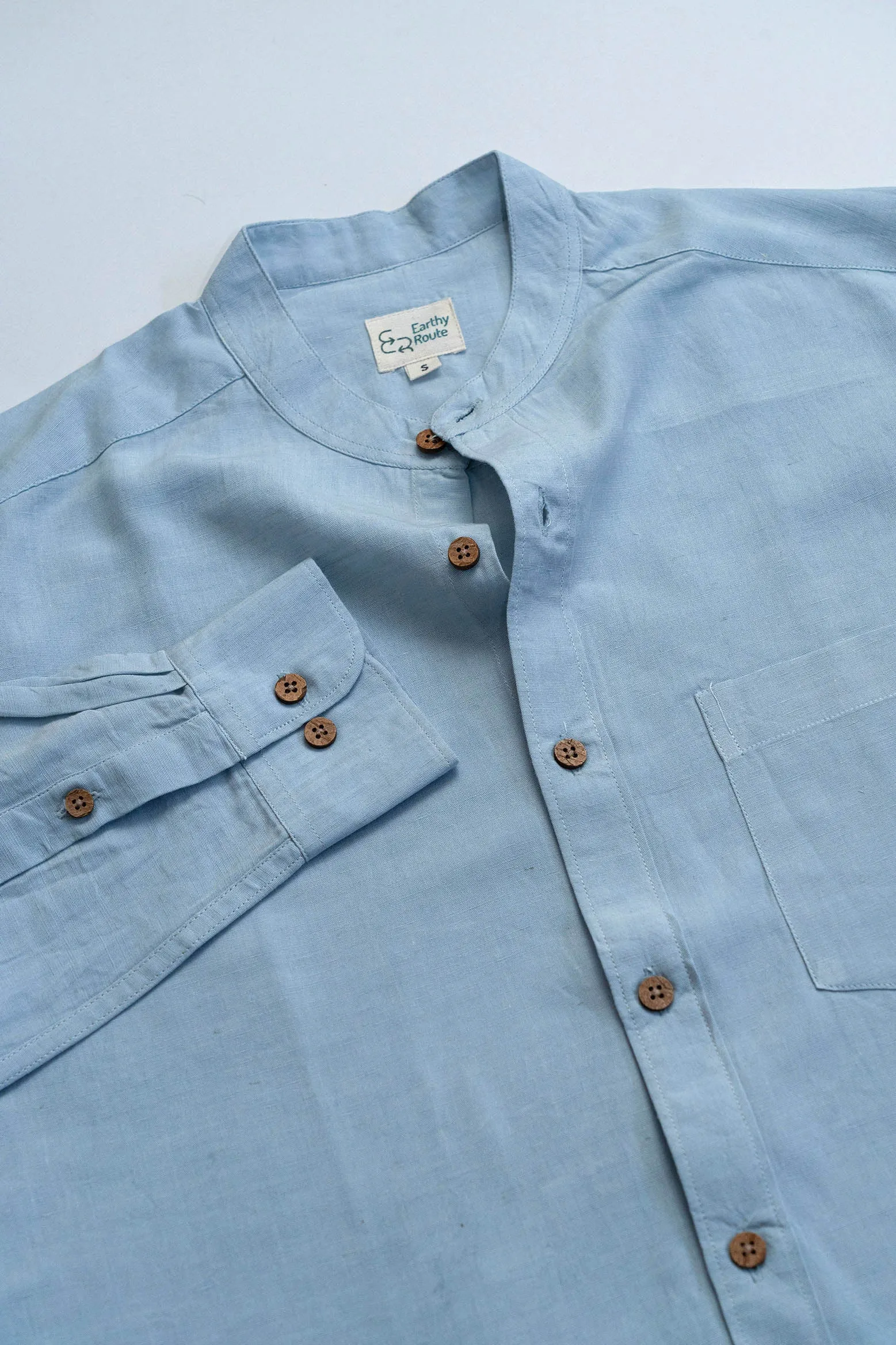 Ice Blue · Mandarin Collar Shirt