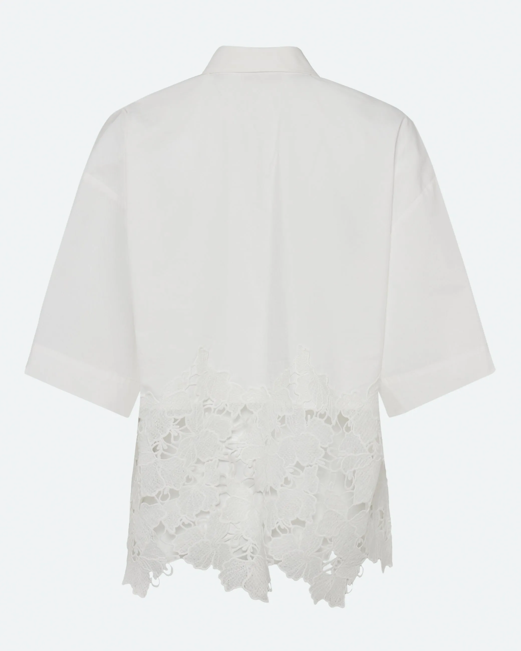 Ines short sleeved shirt with lace 4256 - Coco Milk