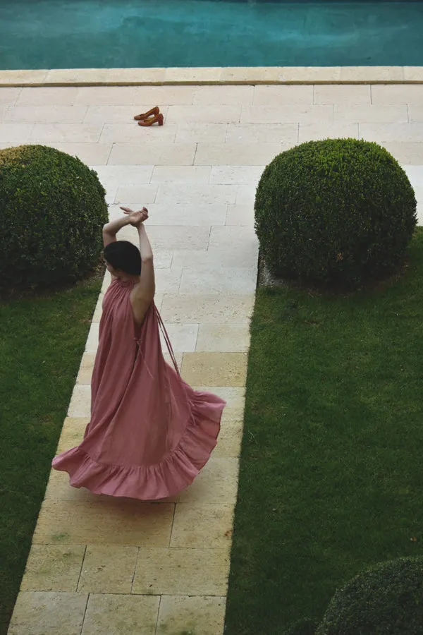 Iris Gown in Rose Salmon Linen (Pre-Order, Ships April 15)