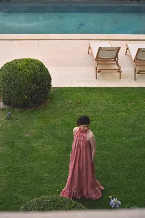 Iris Gown in Rose Salmon Linen (Pre-Order, Ships April 15)