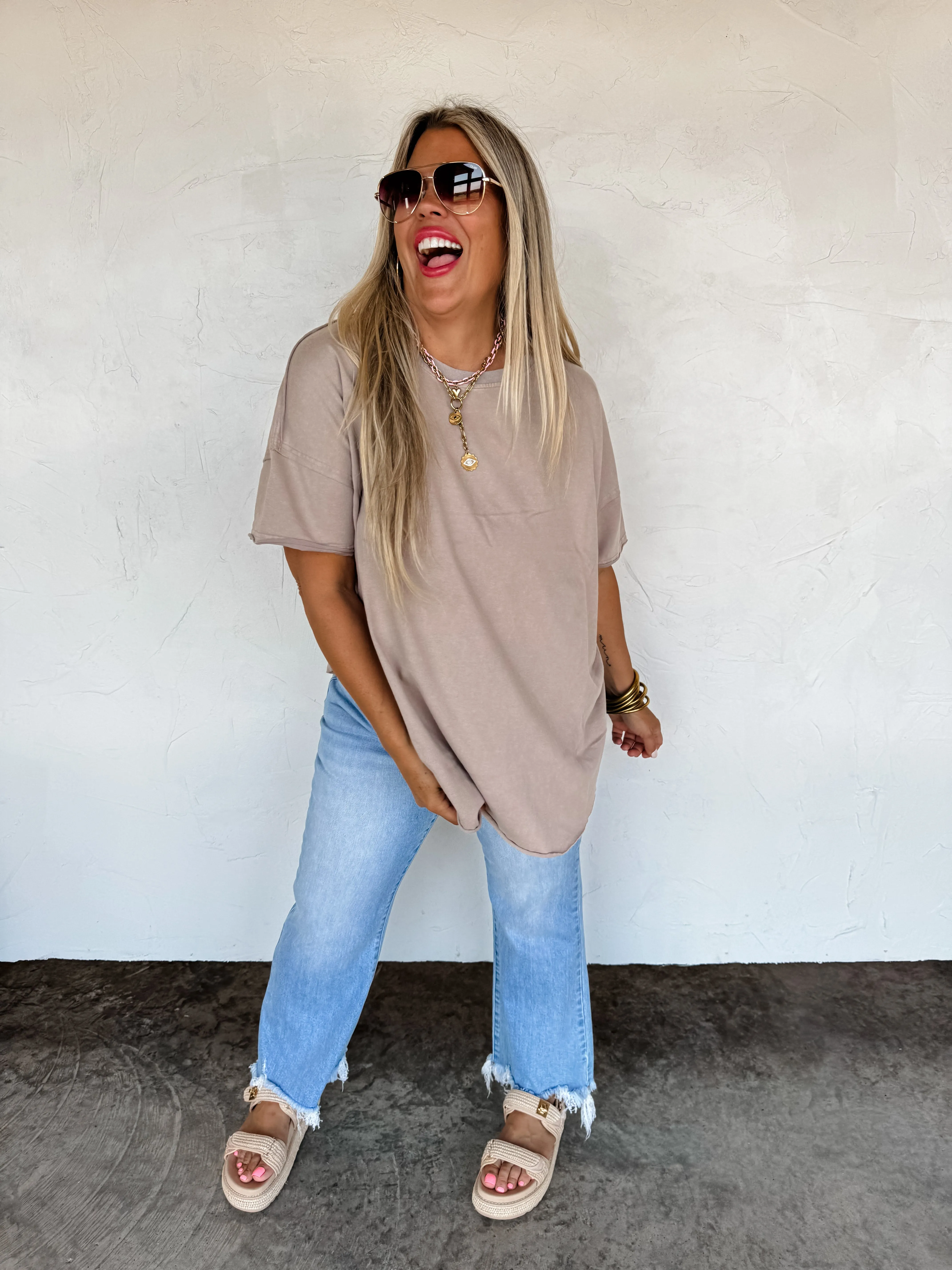 JOEY WASHED COTTON BOYFRIEND TEE