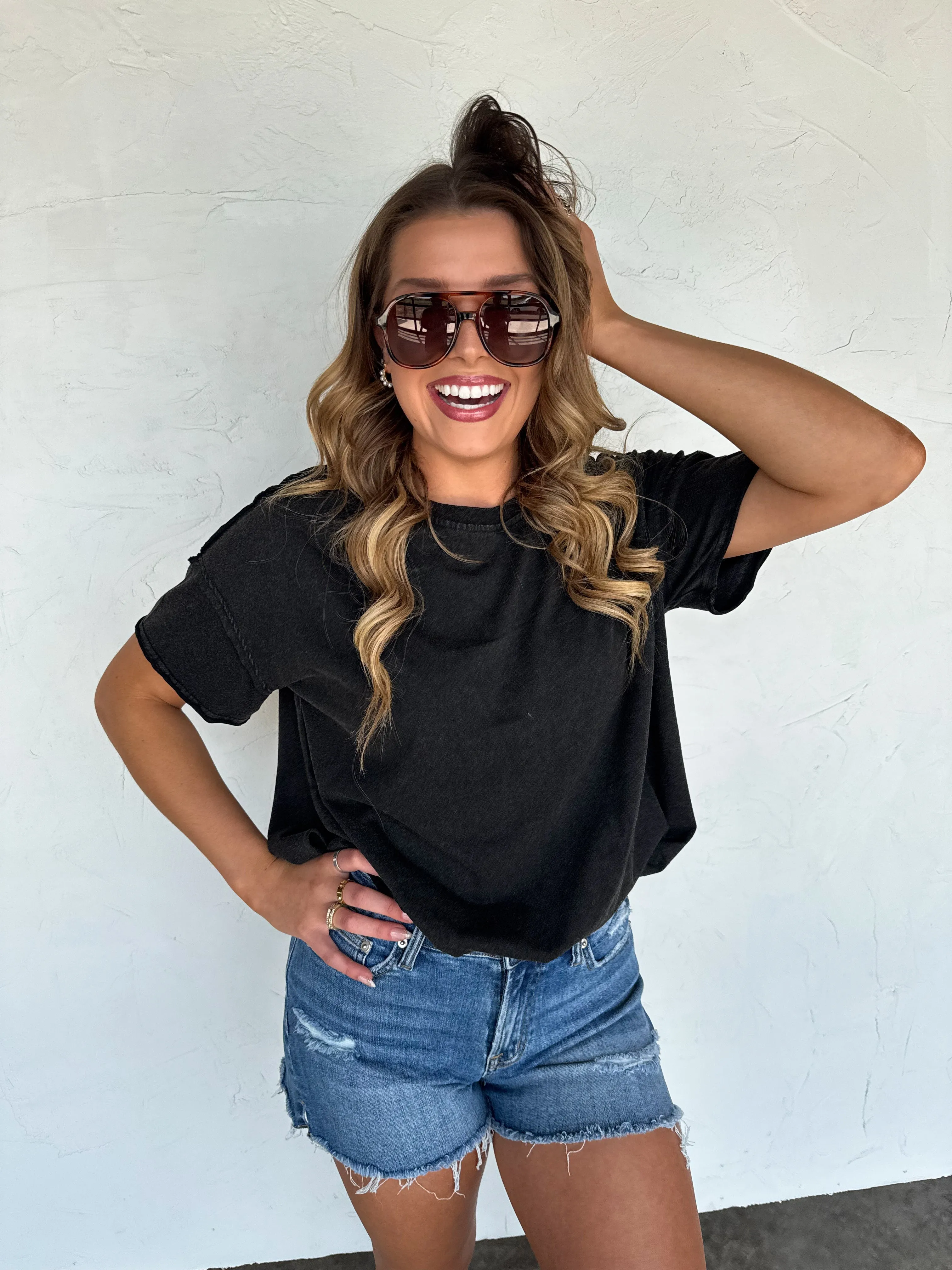 JOEY WASHED COTTON BOYFRIEND TEE