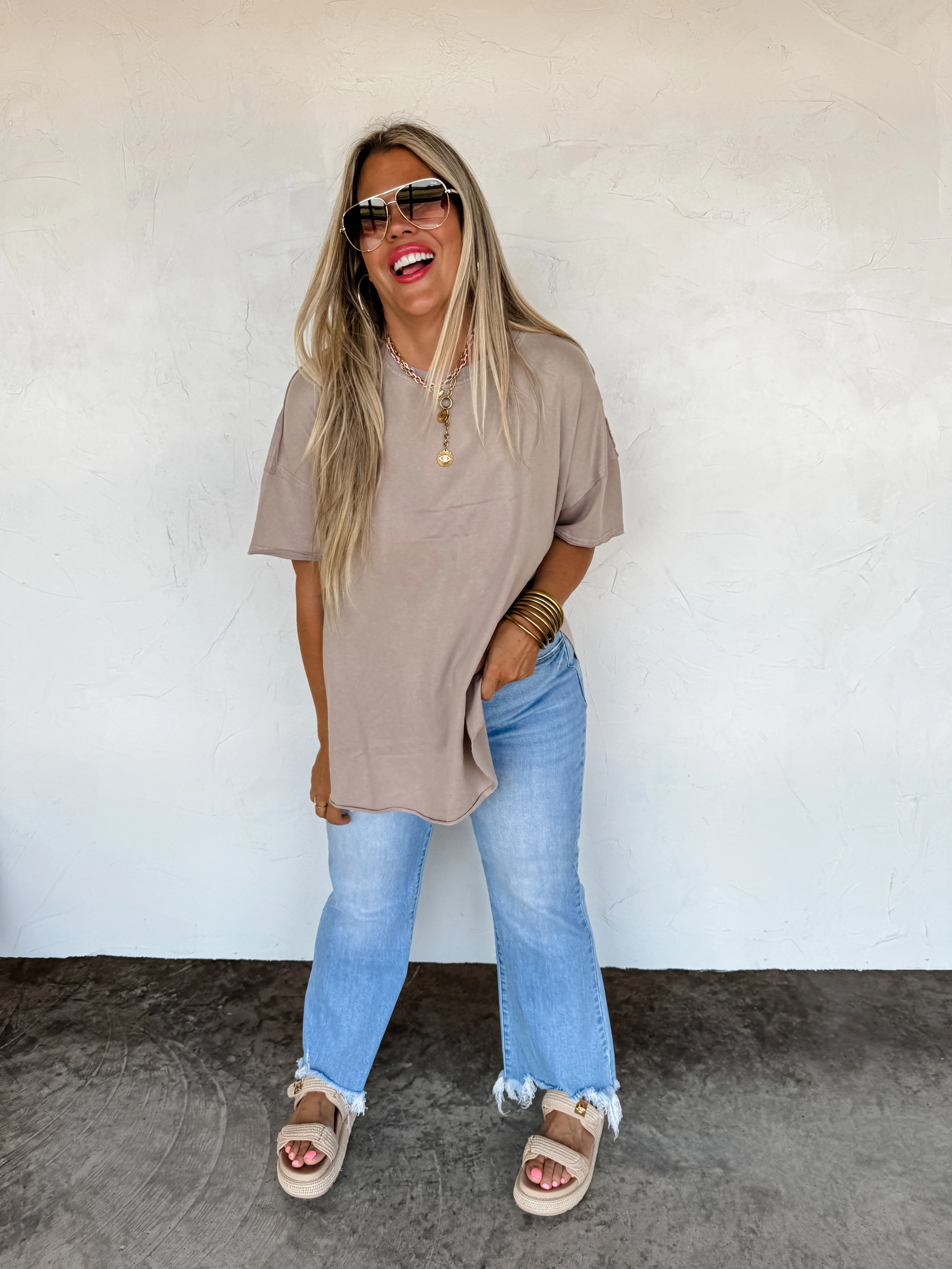 JOEY WASHED COTTON BOYFRIEND TEE