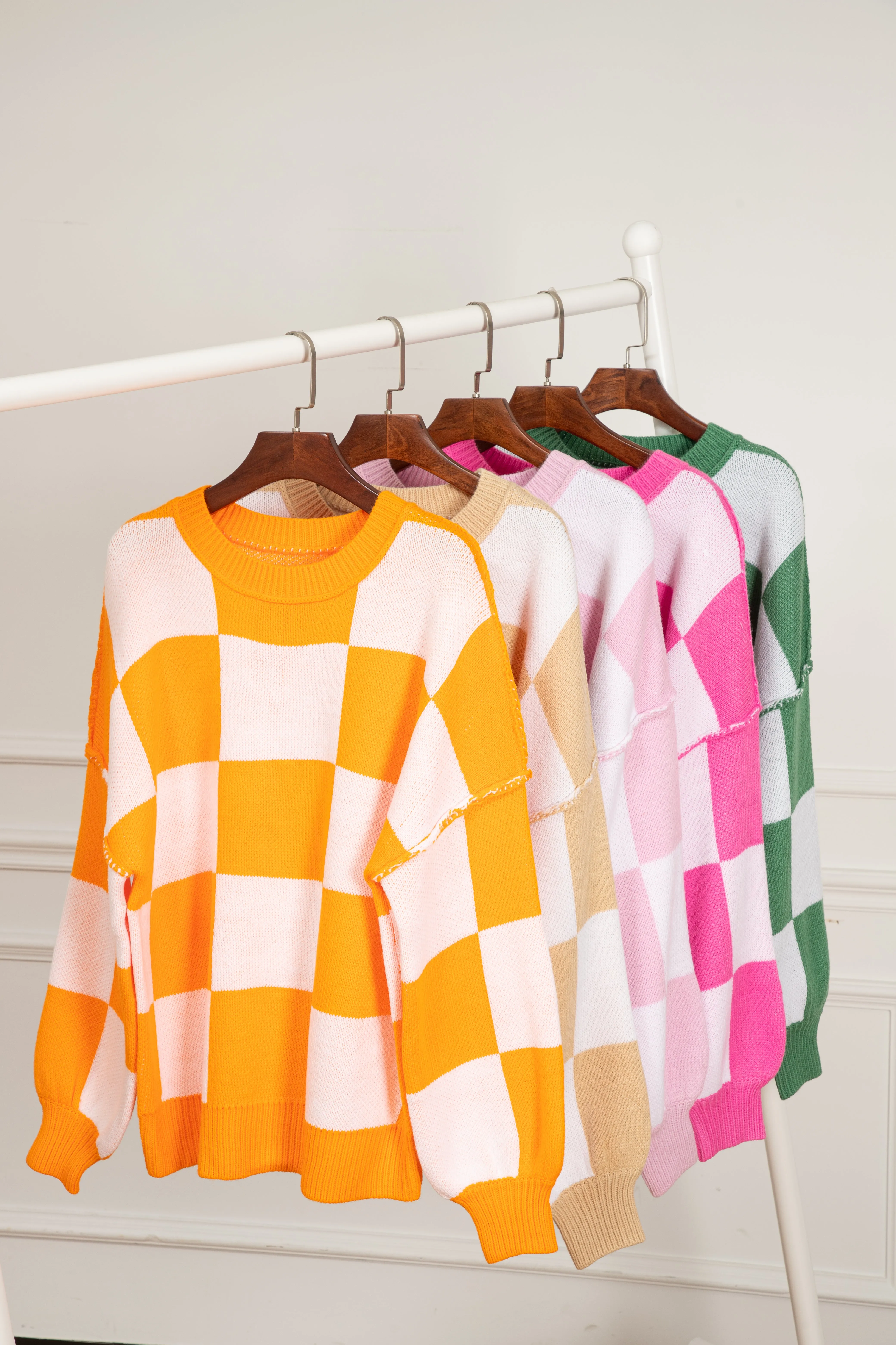 KaleaBoutique Checkered Bishop Sleeve Sweater