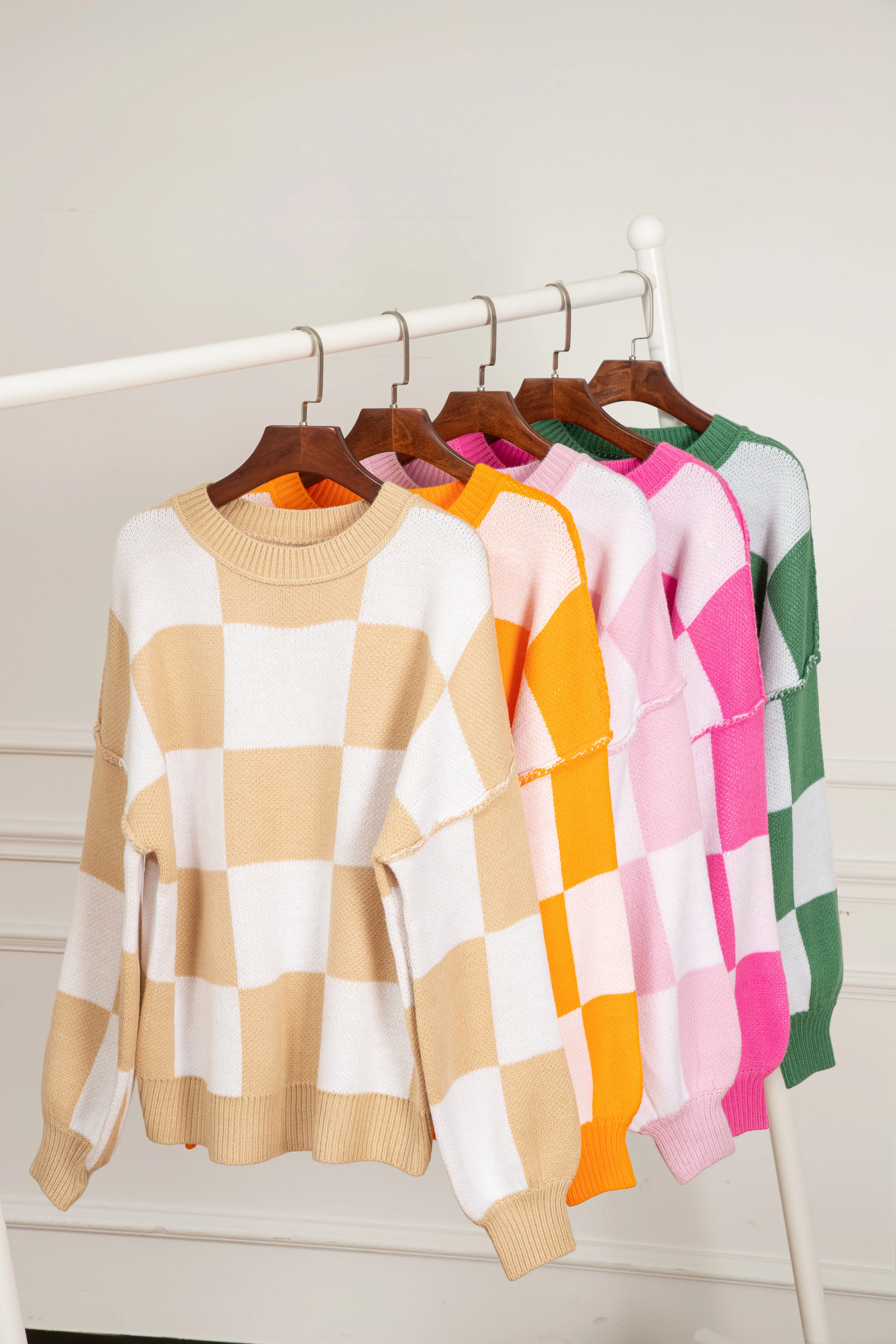 KaleaBoutique Checkered Bishop Sleeve Sweater
