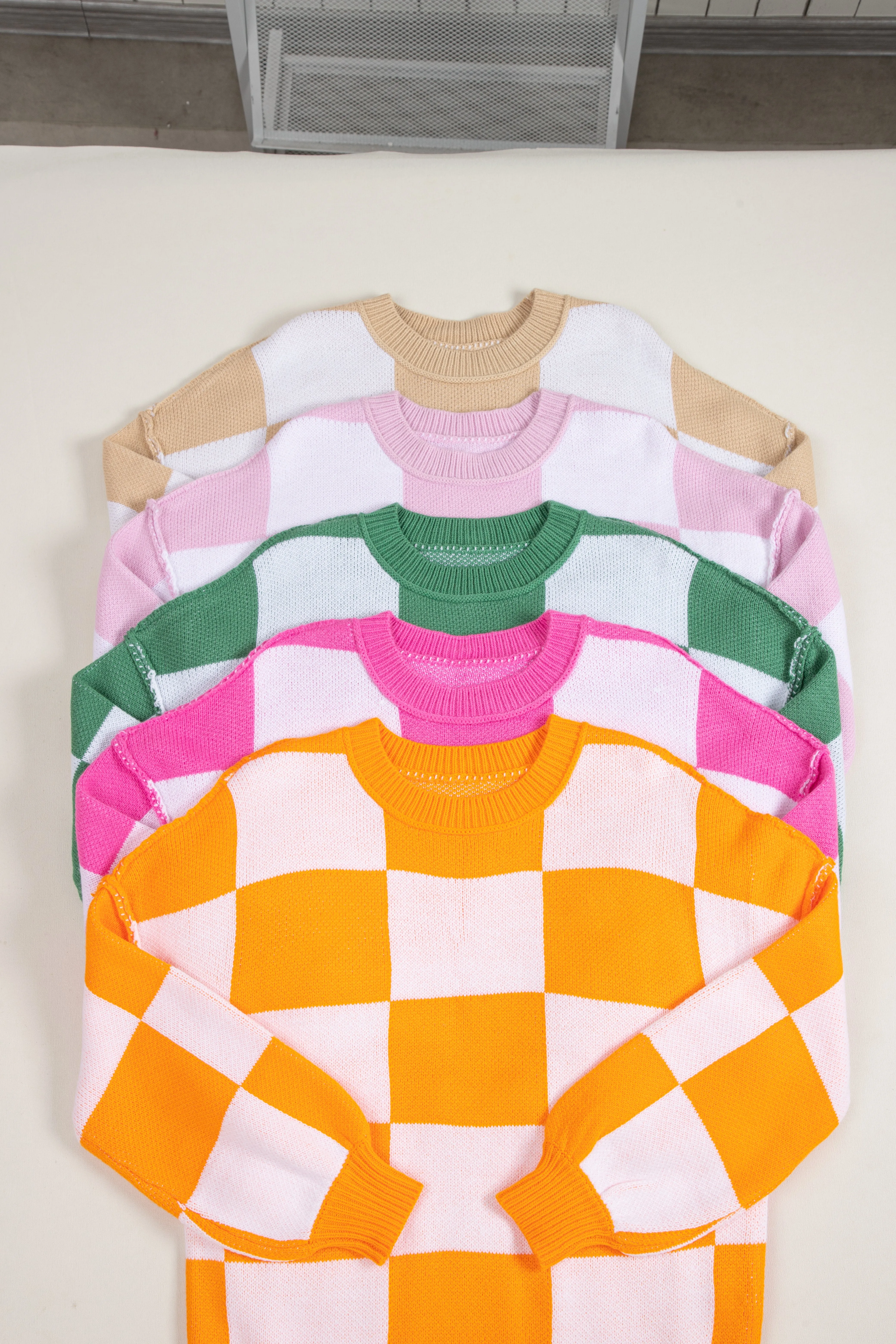 KaleaBoutique Checkered Bishop Sleeve Sweater