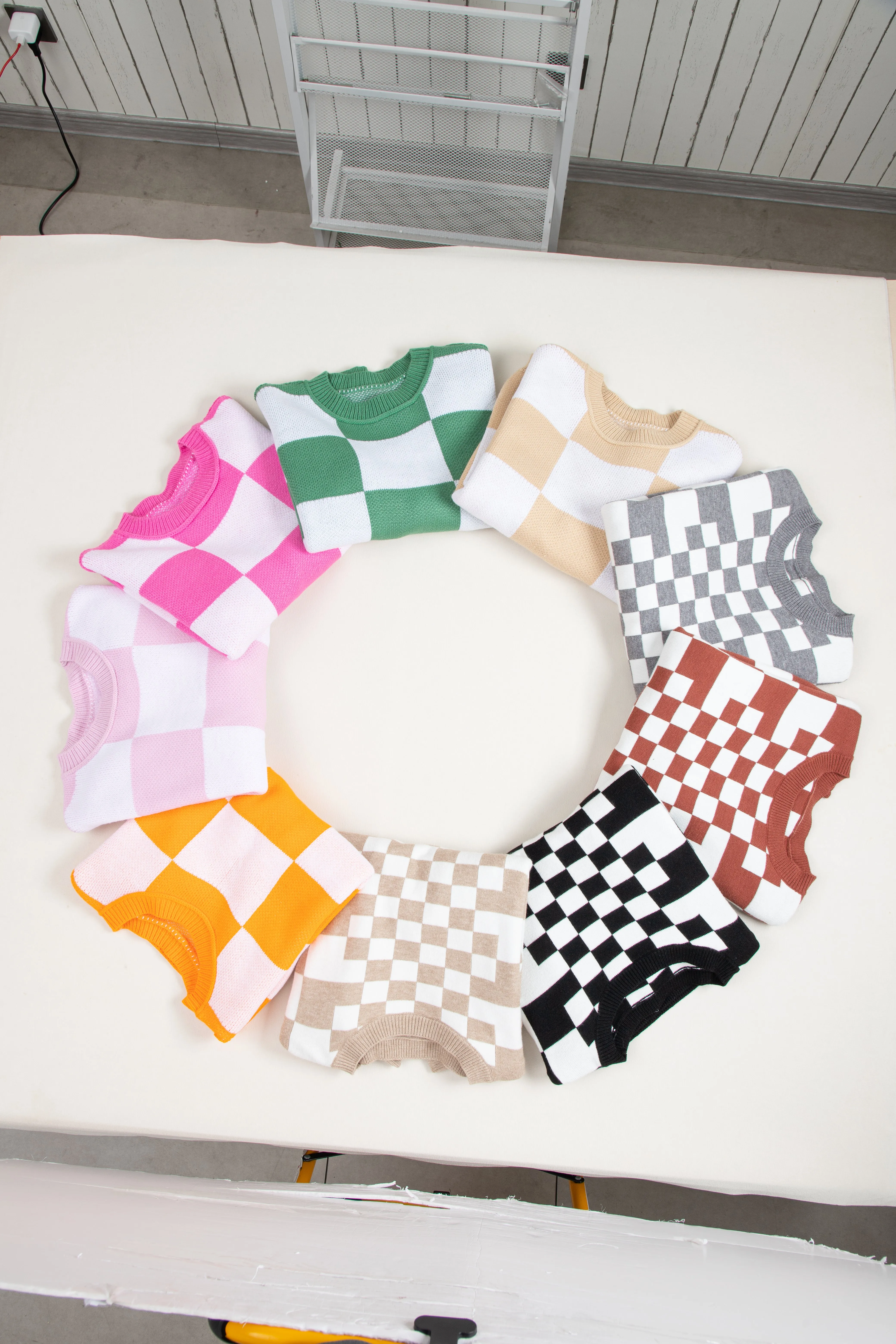 KaleaBoutique Checkered Bishop Sleeve Sweater