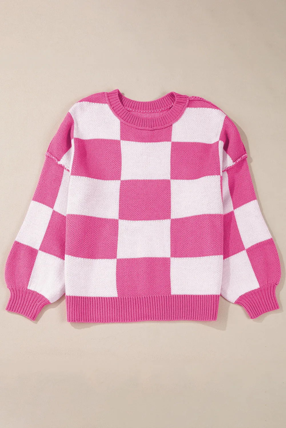 KaleaBoutique Checkered Bishop Sleeve Sweater