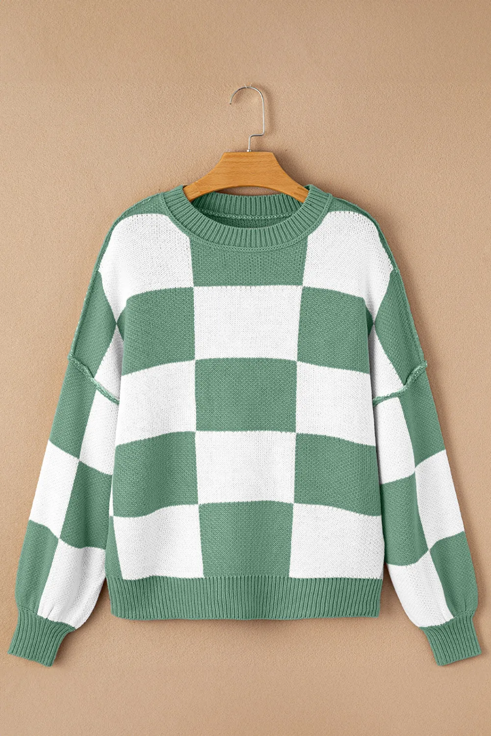 KaleaBoutique Checkered Bishop Sleeve Sweater
