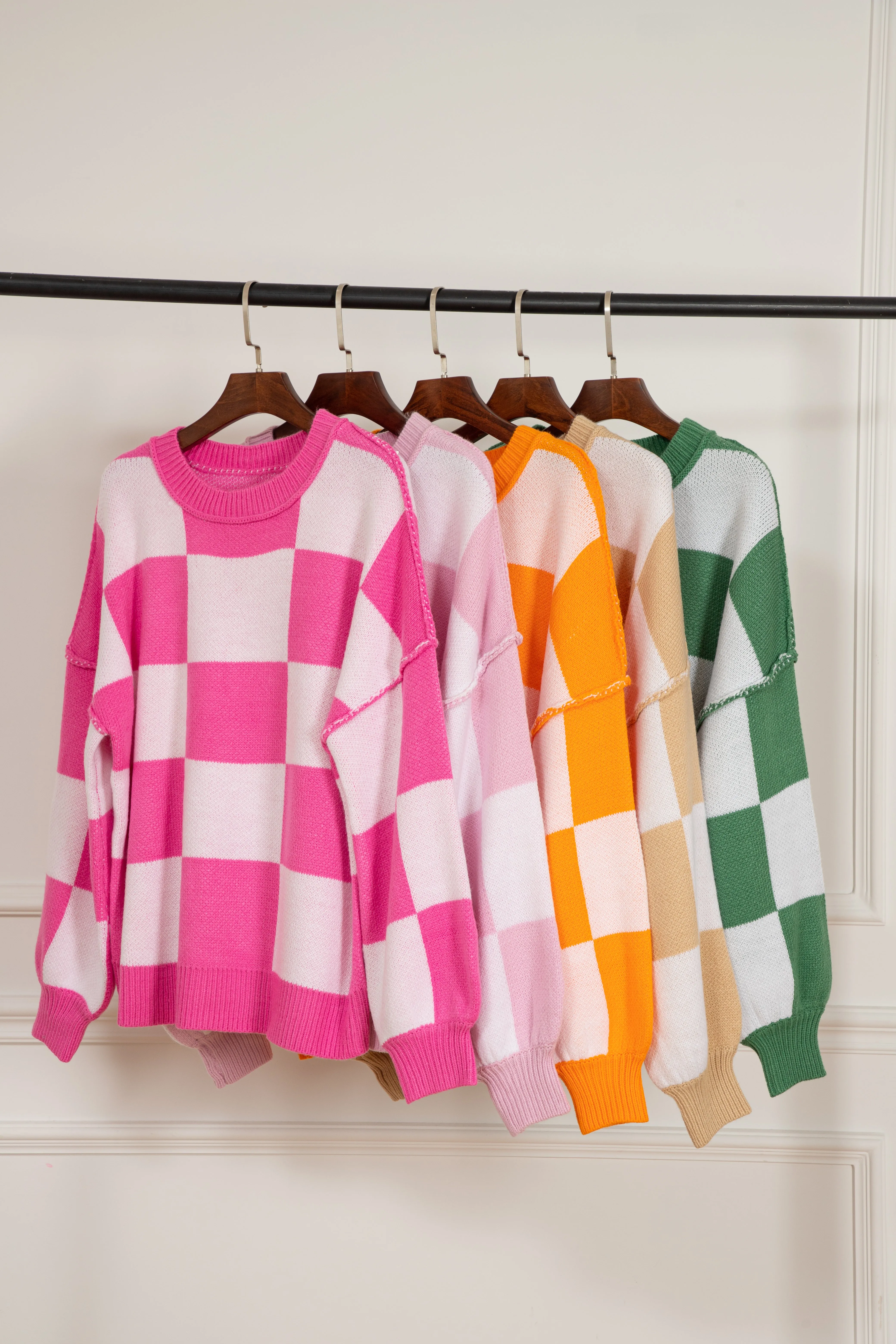 KaleaBoutique Checkered Bishop Sleeve Sweater