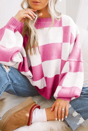 KaleaBoutique Checkered Bishop Sleeve Sweater
