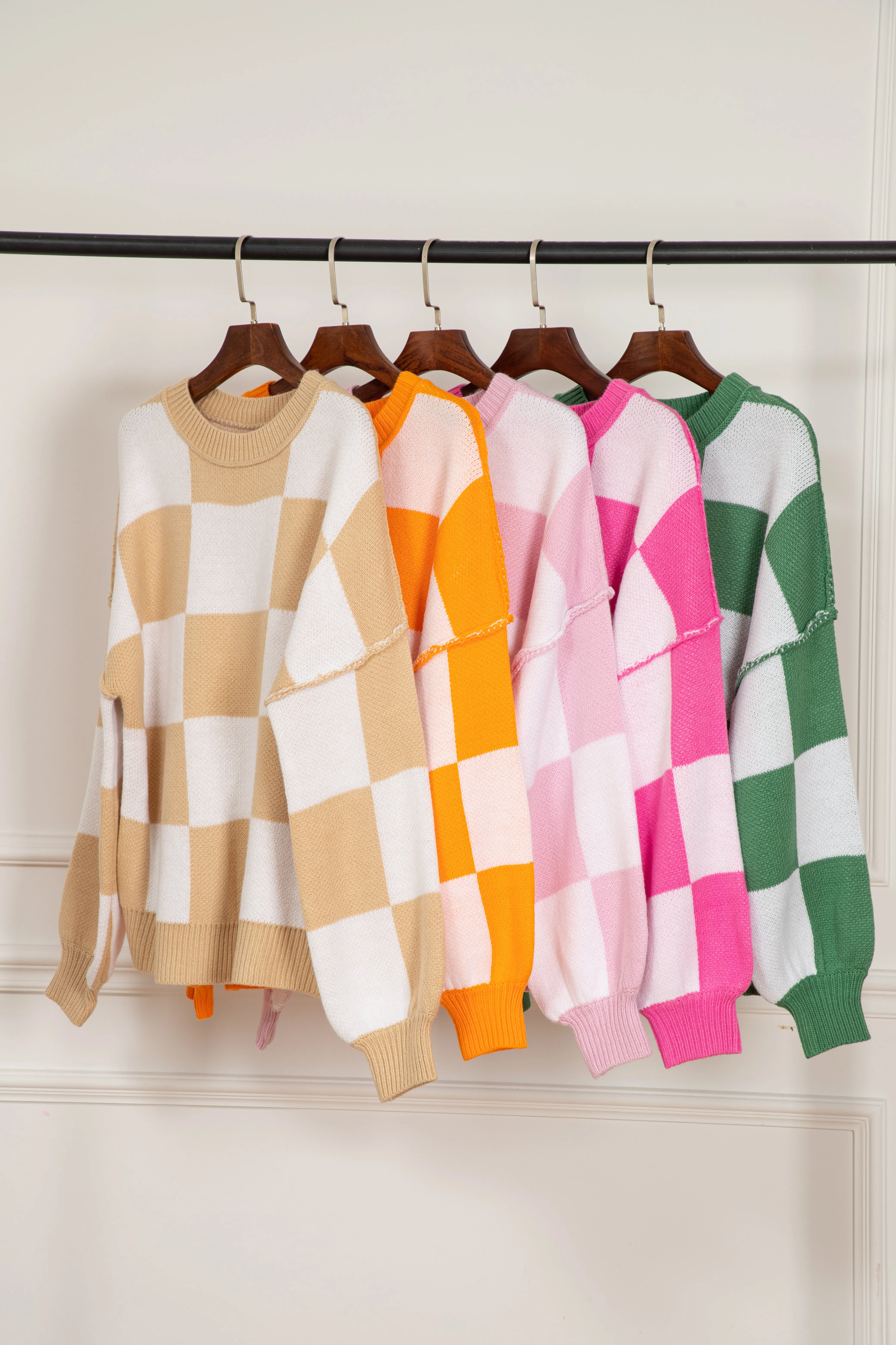 KaleaBoutique Checkered Bishop Sleeve Sweater