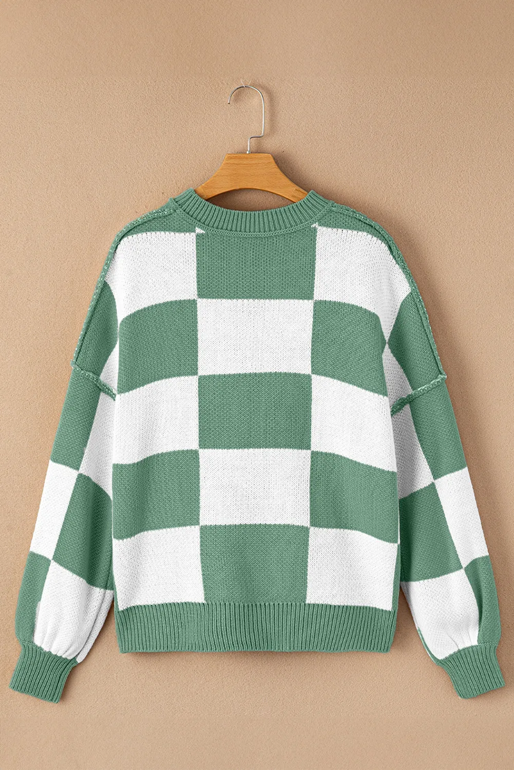 KaleaBoutique Checkered Bishop Sleeve Sweater