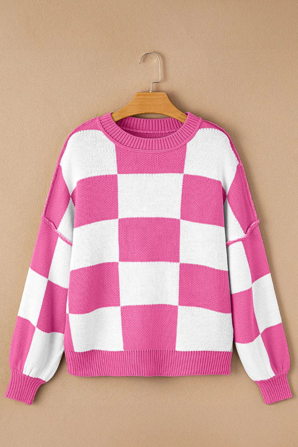 KaleaBoutique Checkered Bishop Sleeve Sweater