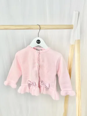 Knitted Cardigan with Satin Bows - 2 Colours