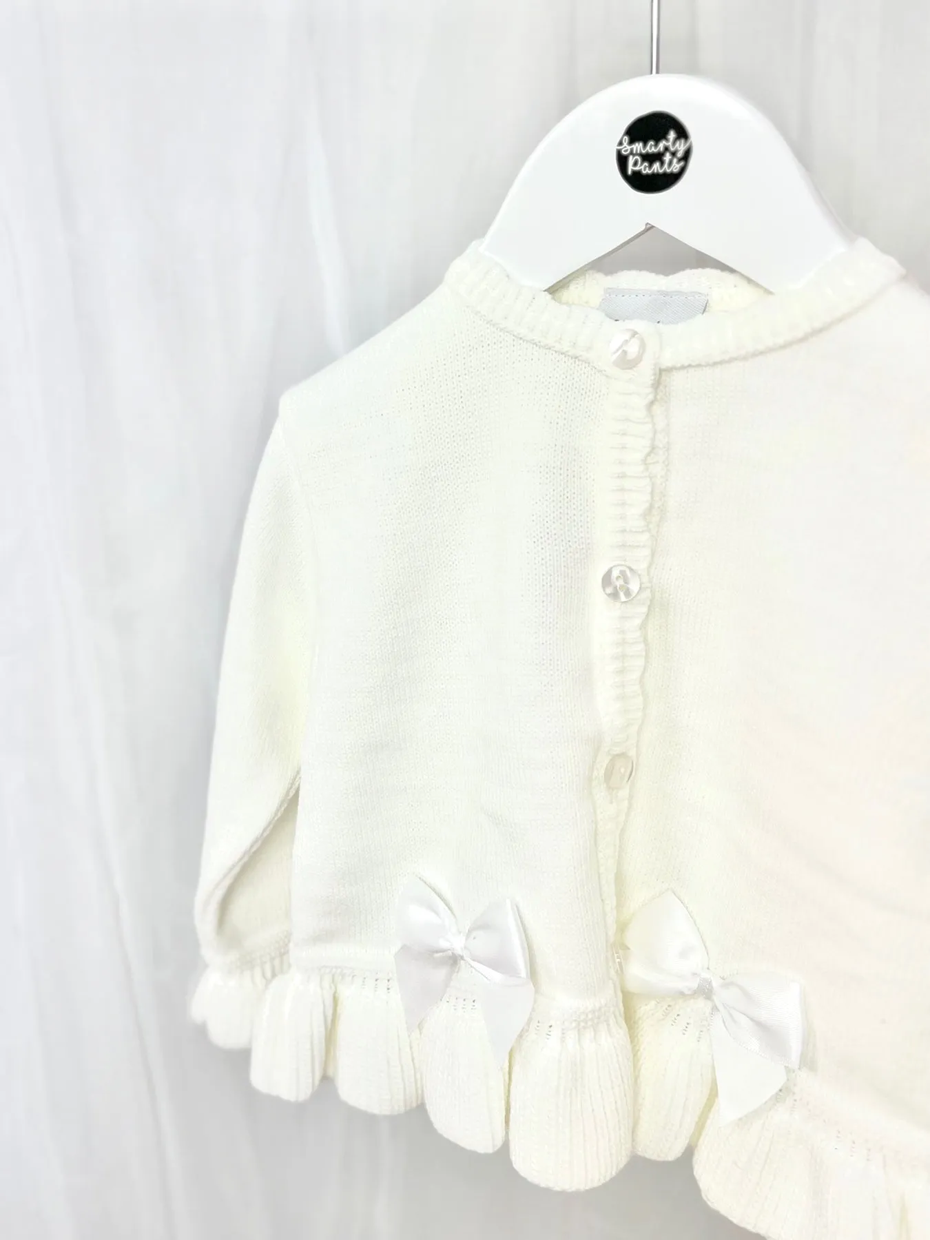 Knitted Cardigan with Satin Bows - 2 Colours