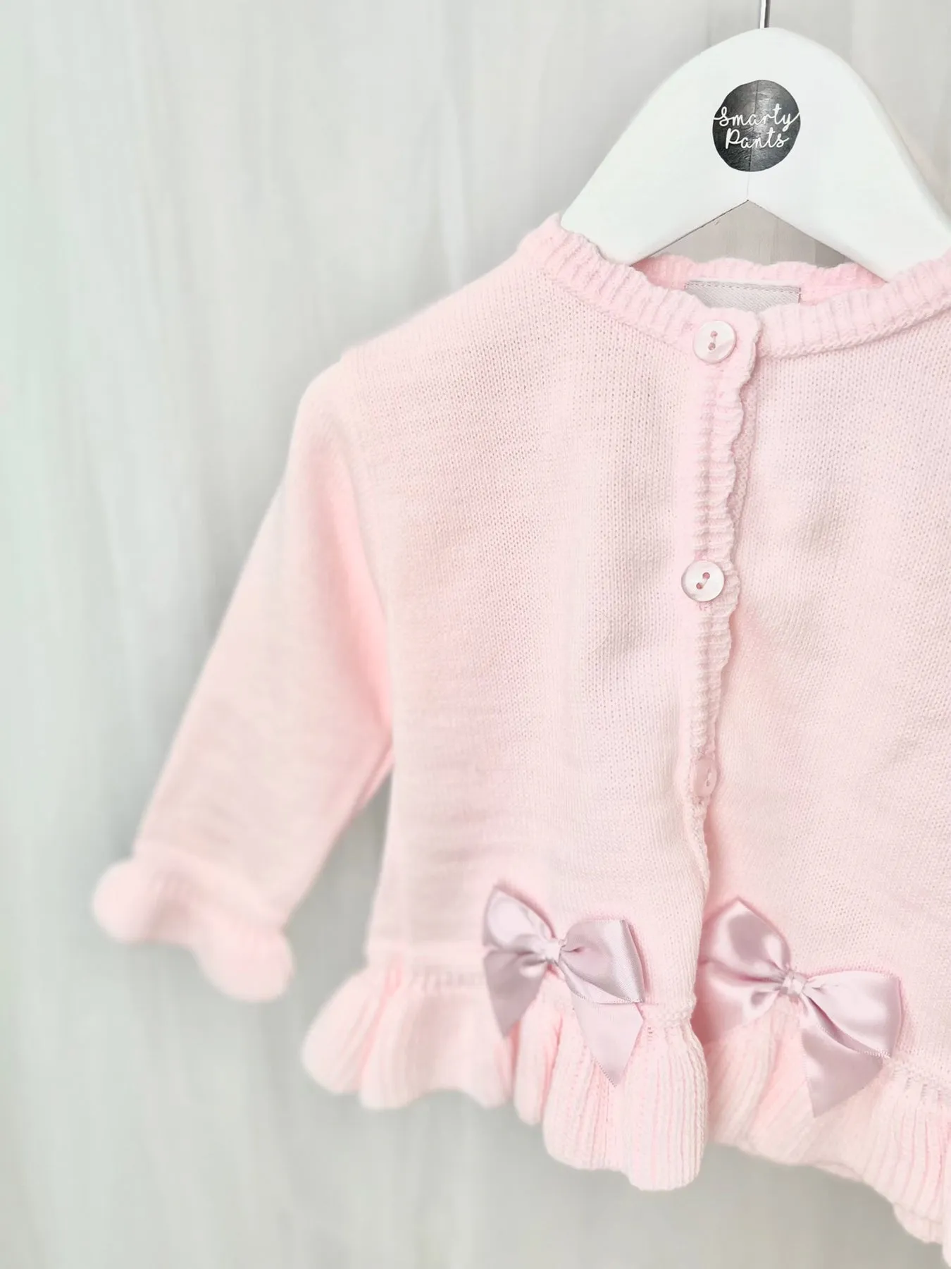 Knitted Cardigan with Satin Bows - 2 Colours