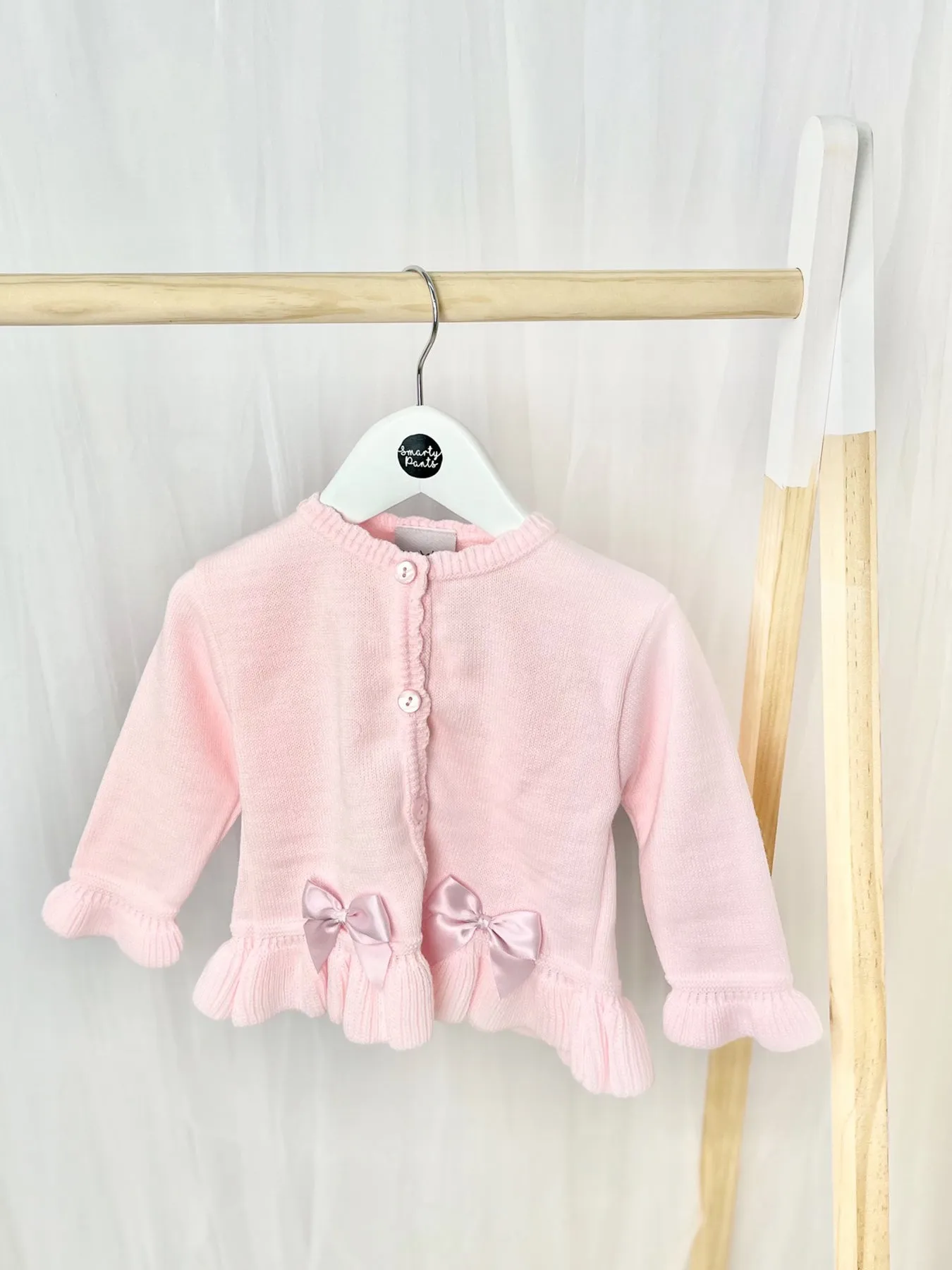 Knitted Cardigan with Satin Bows - 2 Colours