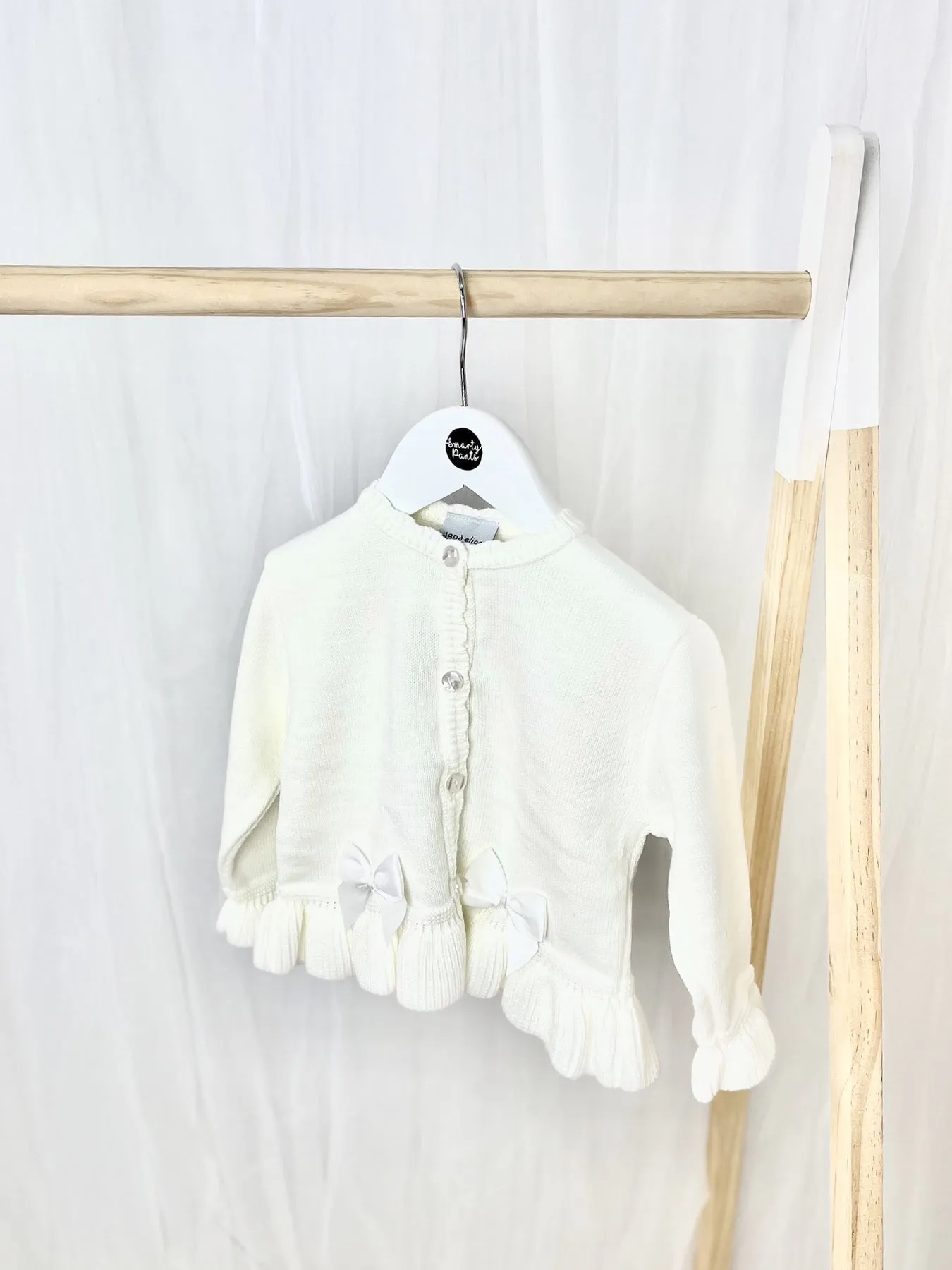 Knitted Cardigan with Satin Bows - 2 Colours