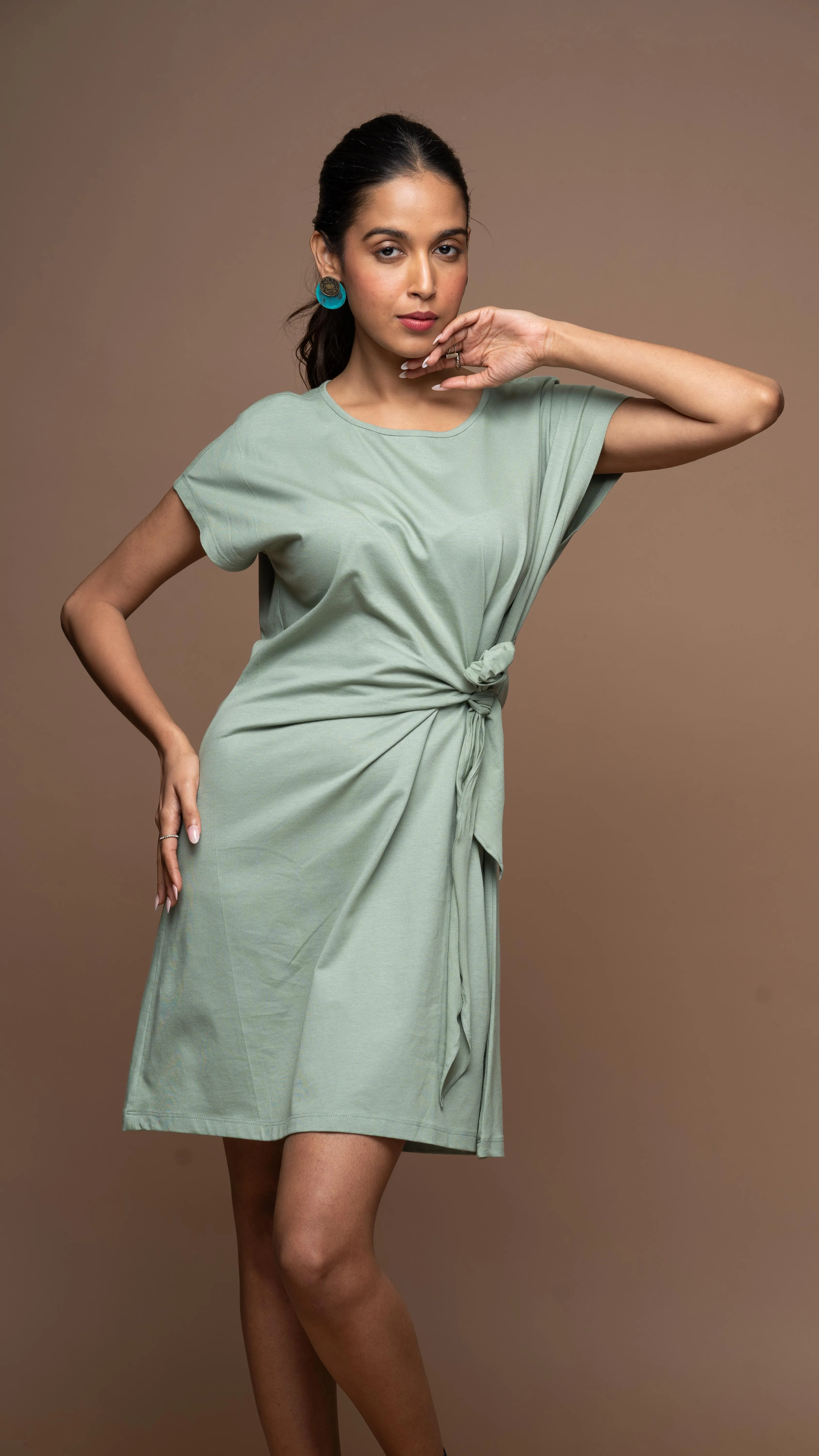 Knot Me Pretty Jersey Dress - Sage Green